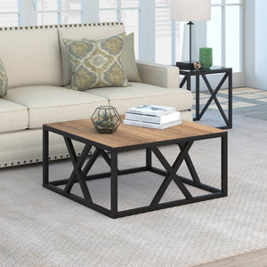 Homeroots 35" Black Steel Square Coffee Table   521995