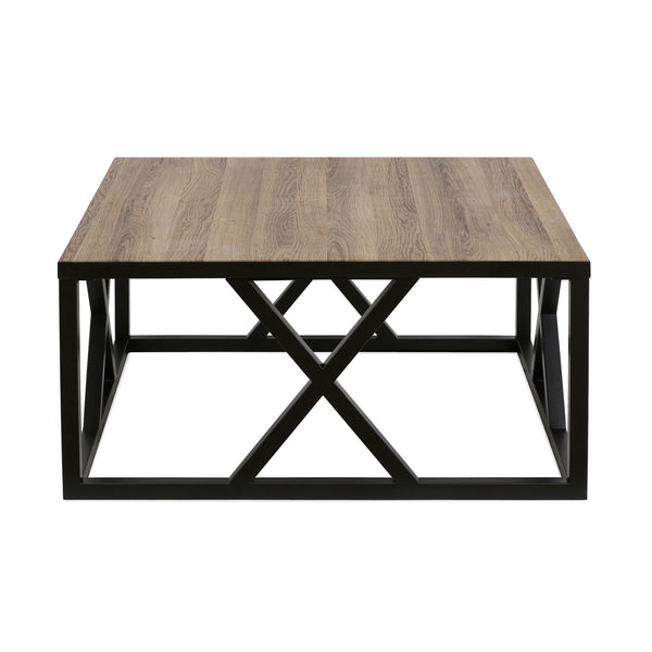 Homeroots 35" Black Steel Square Coffee Table   521995