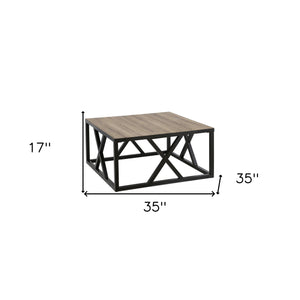 Homeroots 35" Black Steel Square Coffee Table   521995