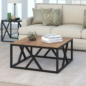 Homeroots 35" Black Steel Square Coffee Table   521995