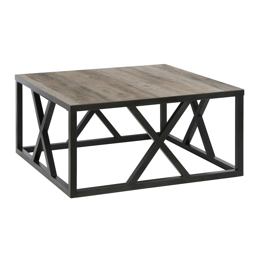 Homeroots 35" Black Steel Square Coffee Table   521996