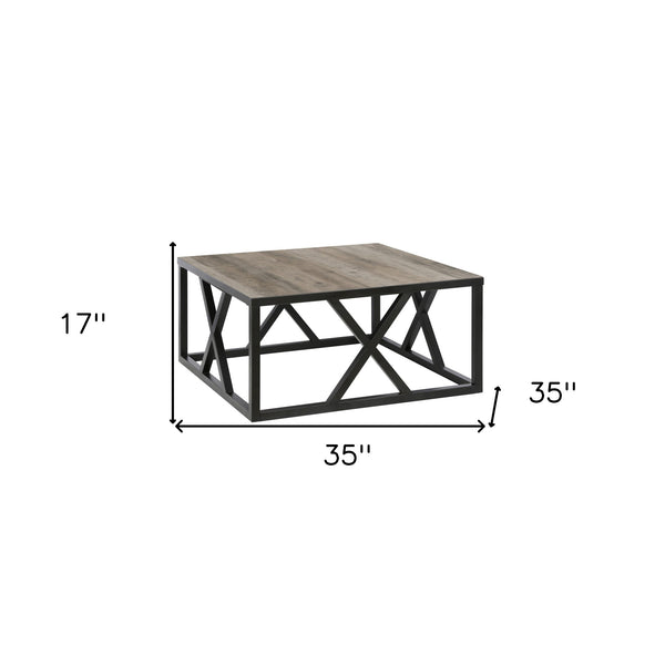 Homeroots 35" Black Steel Square Coffee Table   521996