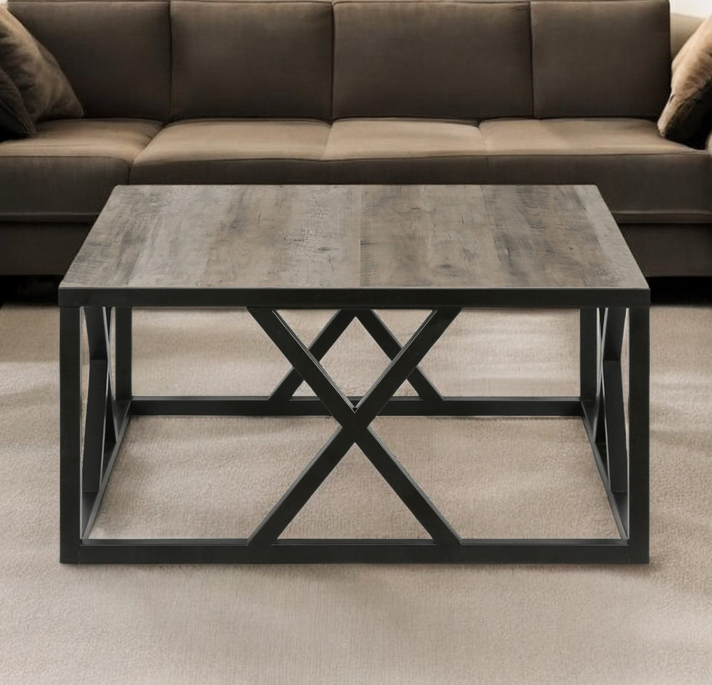 Homeroots 35" Black Steel Square Coffee Table   521996