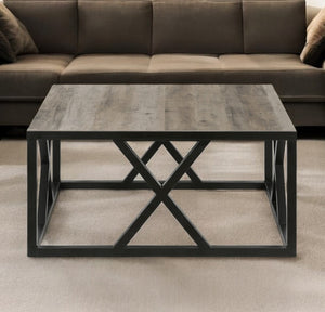 Homeroots 35" Black Steel Square Coffee Table   521996