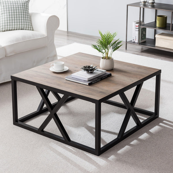 Homeroots 35" Black Steel Square Coffee Table   521996