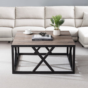 Homeroots 35" Black Steel Square Coffee Table   521996