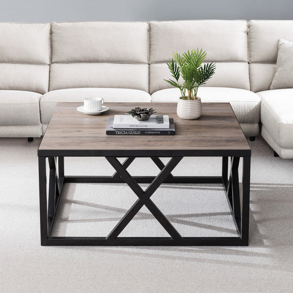 Homeroots 35" Black Steel Square Coffee Table   521996