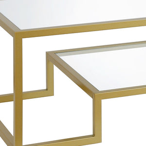 Homeroots 54" Clear And Gold Glass And Steel Coffee Table With Shelf   521997