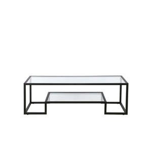 Homeroots 54" Black Glass And Steel Coffee Table With Shelf   521998