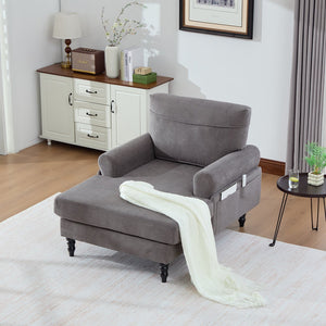 English Elm Modern Chenille Fabric Recliner Chaise Lounge Sofa with High-Resilience Foam, 550LB Capacity, Cozy Plush Backrest and Armrests for Living Room Relaxation Dark Gray W395P371335