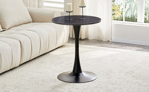 English Elm Round Faux Marble Tulip Dining Table Mid Century Pedestal Base for Compact Kitchens Black+Gery W2920P395716