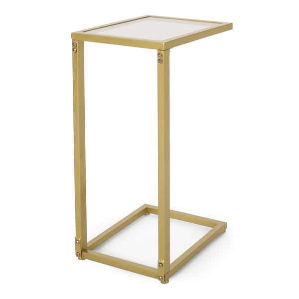 English Elm Christopher Knight Home® - END Gold C-Shape End Table with Tempered Glass Top, Iron Frame, Modern Glam Accent for Sofa and Bedroom 68989.00