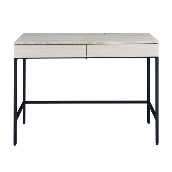 English Elm Natural Rustic Black Writing Desk with 2 Smooth Glide Drawers, 42.5" Wide Workspace for Home Office Productivity B062P184551