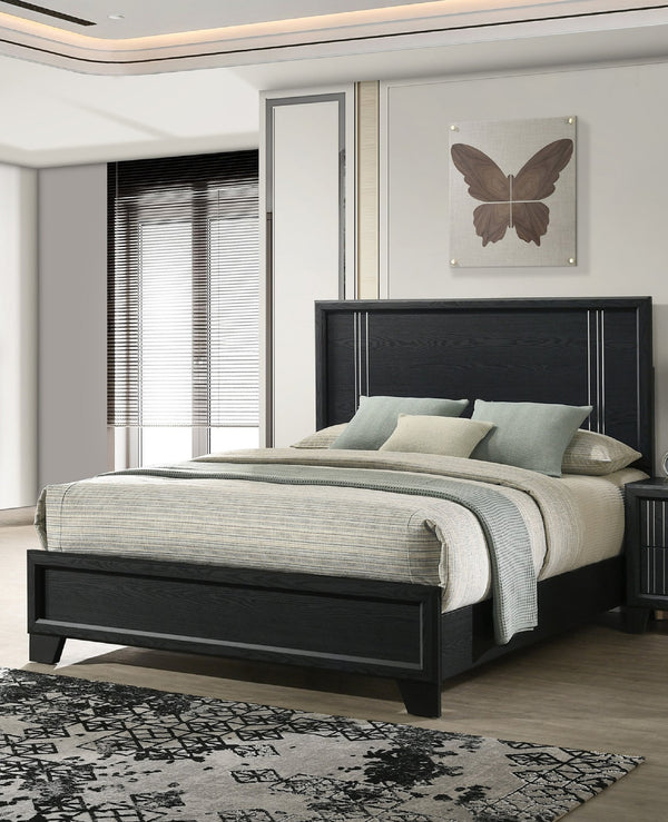 English Elm Contemporary Full Size Panel Bed In Charcoal Finish – Modern Minimalist Bedroom Furniture Design B2741S00247