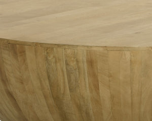 Sunpan KINSLEY Large Rustic Mango Coffee Table - Handcrafted Drum Style with Unique Artisan Touches 110923
