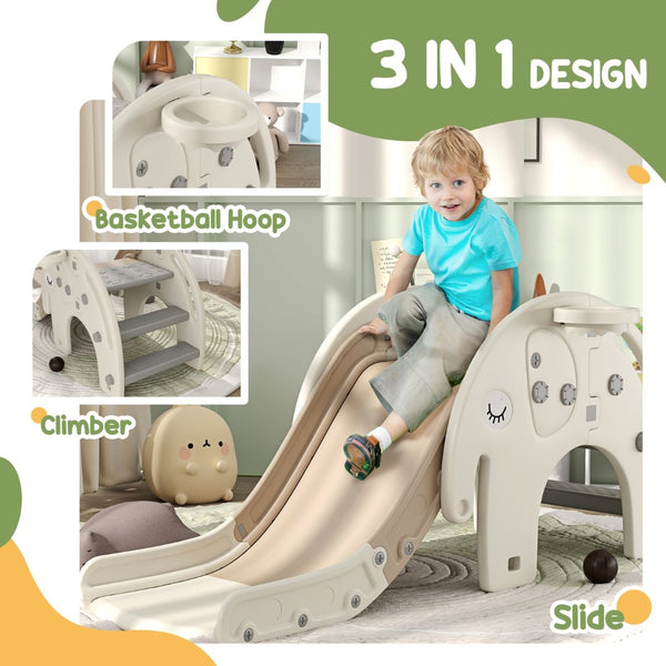 English Elm Qaba Elephant Toddler Slide Climber with Basketball Hoop for Playroom Fun W2225P229338