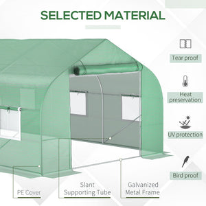 English Elm Outsunny Walk-in Tunnel Greenhouse Steel Hoop Frame with Mesh Ventilation Garden W2225P217789