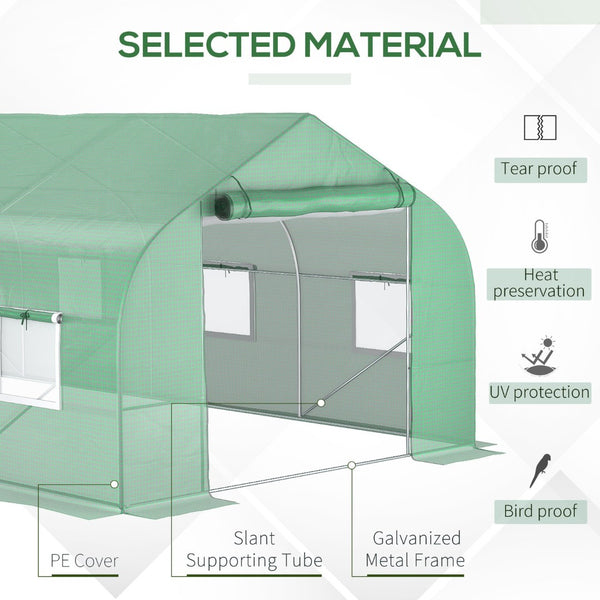 English Elm Outsunny Walk-in Tunnel Greenhouse Steel Hoop Frame with Mesh Ventilation Garden W2225P217789