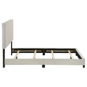 English Elm Efram Upholstered Panel Bed with Tall Padded Headboard and Matte Black Wood Legs Cream B062P441118