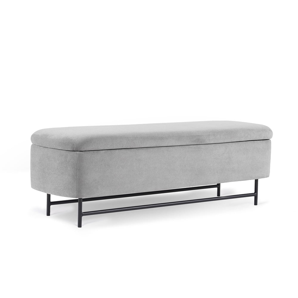 English Elm Bench Stylish Gray Upholstered Storage Bench For Living Room, Bedroom & Entryway - Modern Comfort T3903P372083