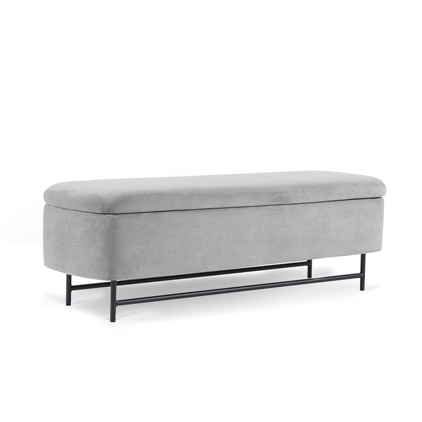 English Elm Bench Stylish Gray Upholstered Storage Bench For Living Room, Bedroom & Entryway - Modern Comfort T3903P372083