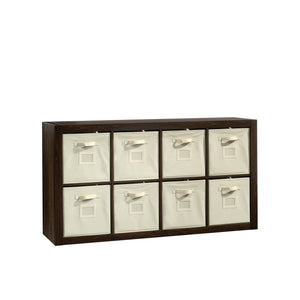 English Elm 8-Cube Organizer Brown finish - 8-Compartment Engineered Wood Storage with Removable Bins, 31"x15"x58" B356P402702