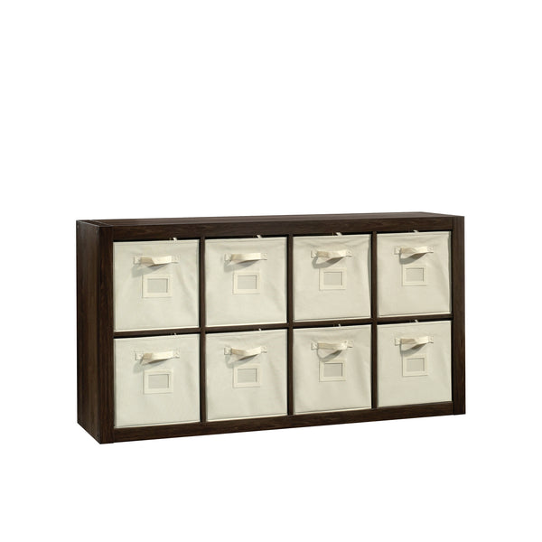 English Elm 8-Cube Organizer Brown finish - 8-Compartment Engineered Wood Storage with Removable Bins, 31"x15"x58" B356P402702