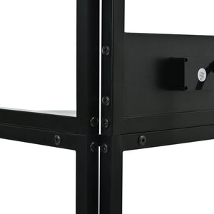 English Elm 5 5 Tier Corner Shelf LED with USB Plug, Black Metal+MDF Tall Narrow Standing Shelf for Corners W420P207358