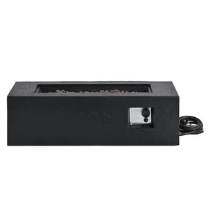 English Elm U_style Rectangular Outdoor Propane Fire Pit Mgo Set with Tank Cover Table Black,Light Gray WY000498AAB