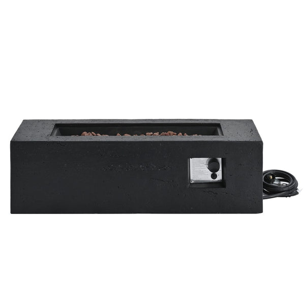 English Elm U_style Rectangular Outdoor Propane Fire Pit Mgo Set with Tank Cover Table Black,Light Gray WY000498AAB