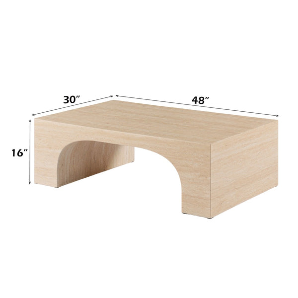 English Elm Inca Genuine Travertine Stone Top Coffee Table Low Modern Living Room Accent B2726P435914