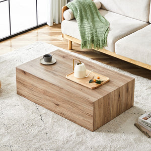 English Elm Light Wood Texture Mdf Coffee Table - Simple Modern Style.Modern Mdf Coffee Table With Wood Texture Pattern -39.3X23.6X11.8 Inches - Stylish and Durable Design.