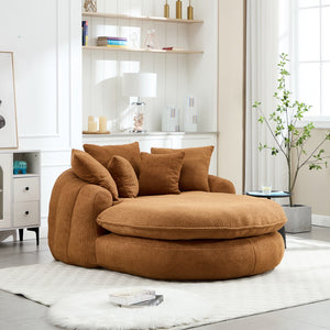 English Elm Oversized Memory Foam Chenille Bean Bag Sofa with Ergonomic Back Support, 3 Large & 2 Small Pillows Orange W395P359410