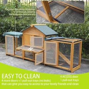English Elm 45 Inch Solid Wood Outdoor Dog House with Elevated Floor and Waterproof Insulated Roof W1431P388072