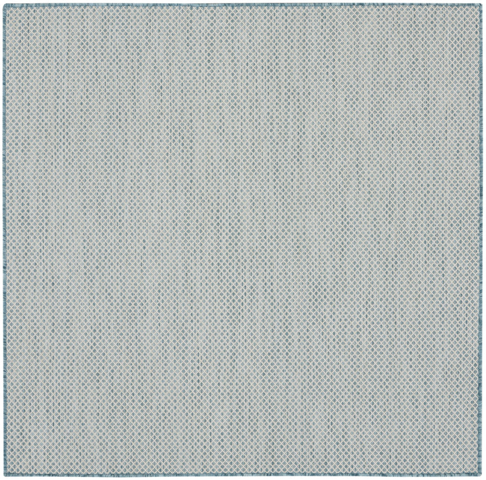 Homeroots 5' Blue Square Geometric Power Loom Area Rug  Polypropylene 522003