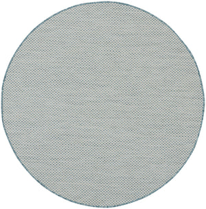 Homeroots 5' Blue Round Geometric Power Loom Area Rug  Polypropylene 522005