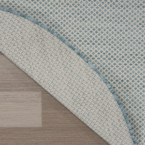 Homeroots 5' Blue Round Geometric Power Loom Area Rug  Polypropylene 522005