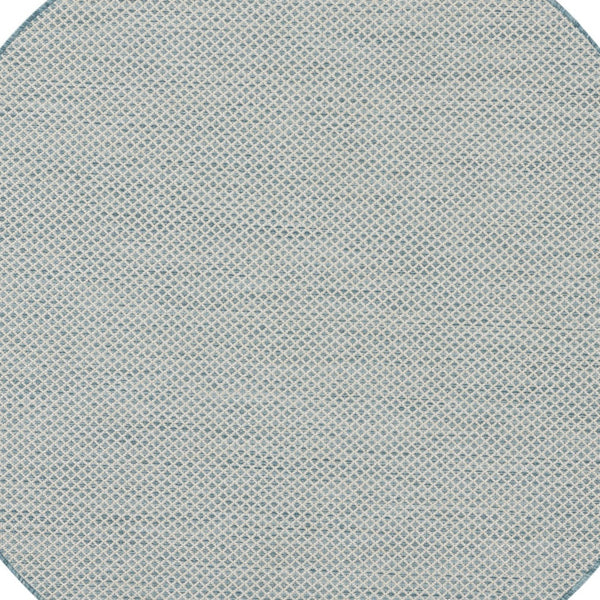 Homeroots 5' Blue Round Geometric Power Loom Area Rug  Polypropylene 522005