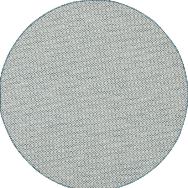 Homeroots 5' Blue Round Geometric Power Loom Area Rug  Polypropylene 522005