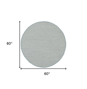 Homeroots 5' Blue Round Geometric Power Loom Area Rug  Polypropylene 522005