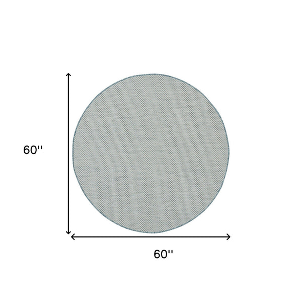 Homeroots 5' Blue Round Geometric Power Loom Area Rug  Polypropylene 522005