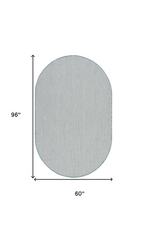 Homeroots 5' X 8' Blue Geometric Power Loom Area Rug  Polypropylene 522008