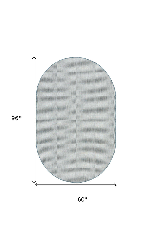 Homeroots 5' X 8' Blue Geometric Power Loom Area Rug  Polypropylene 522008