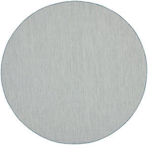 Homeroots 6' Blue Round Geometric Power Loom Area Rug  Polypropylene 522009