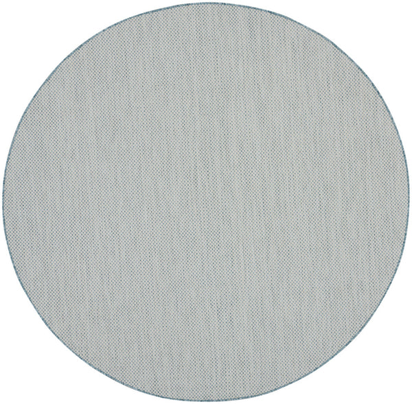 Homeroots 6' Blue Round Geometric Power Loom Area Rug  Polypropylene 522009