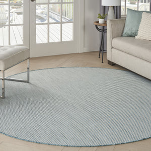 Homeroots 6' Blue Round Geometric Power Loom Area Rug  Polypropylene 522009