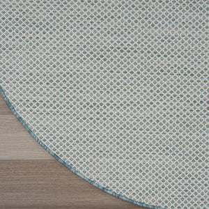Homeroots 6' Blue Round Geometric Power Loom Area Rug  Polypropylene 522009