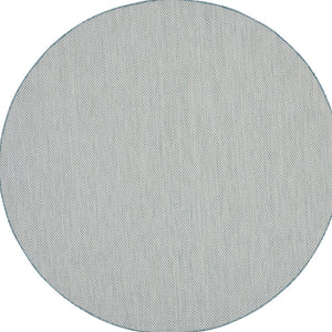 Homeroots 6' Blue Round Geometric Power Loom Area Rug  Polypropylene 522009
