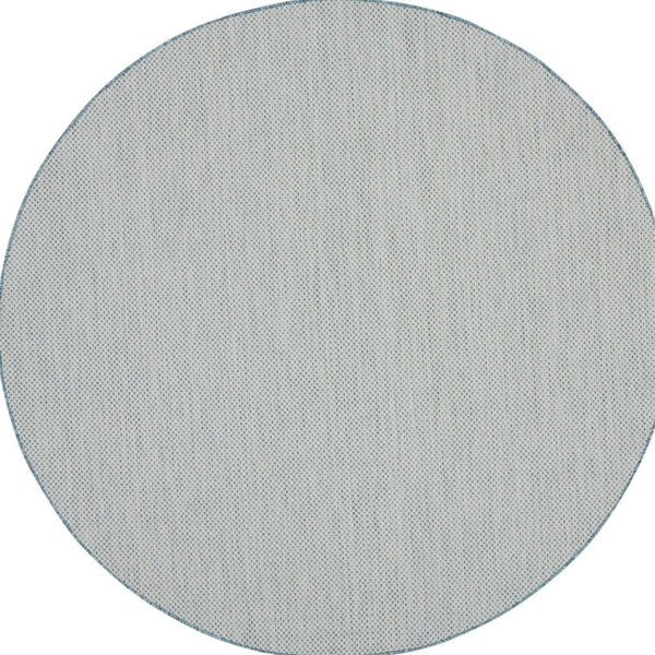 Homeroots 6' Blue Round Geometric Power Loom Area Rug  Polypropylene 522009