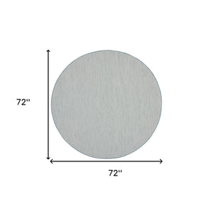 Homeroots 6' Blue Round Geometric Power Loom Area Rug  Polypropylene 522009